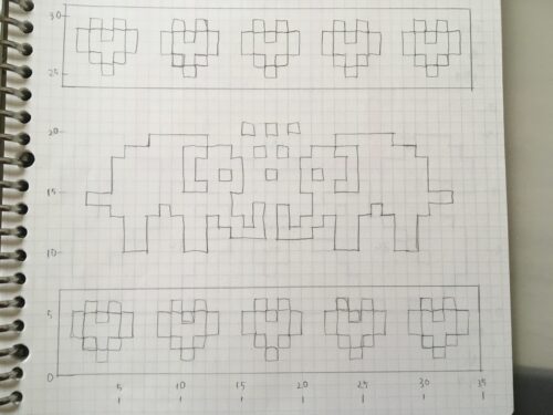 ゾウさんハート模様　編み込み模様図